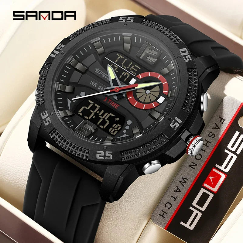 Premium Men's Sports Watch - Dual Time LED