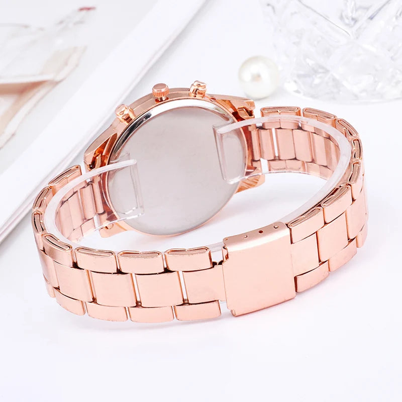 Elegant Ladies Rose Gold Watch - Stainless Steel Bracelet