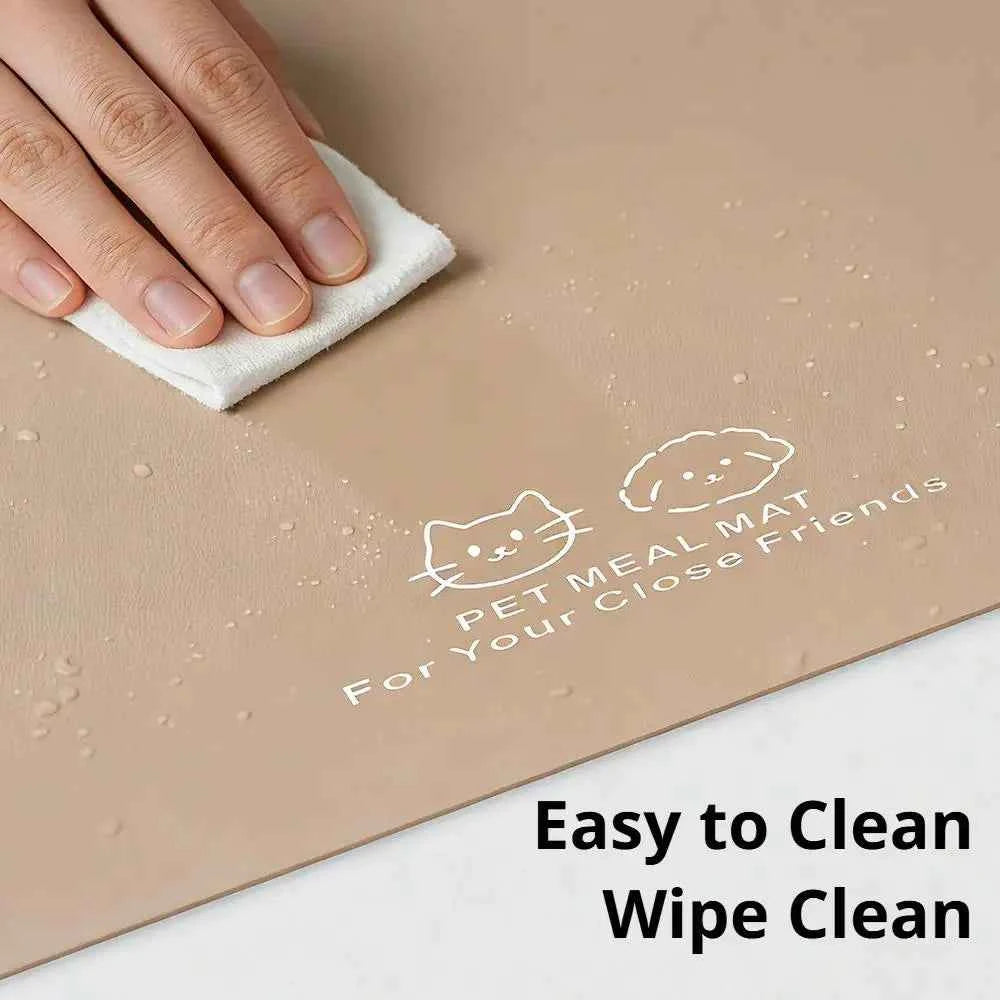 PU Leather Pet Feeding Mat Waterproof Anti Spill Cat Bowl Pad Oil Resistant Non Slip Foldable Dog Placemat Food Water Rug