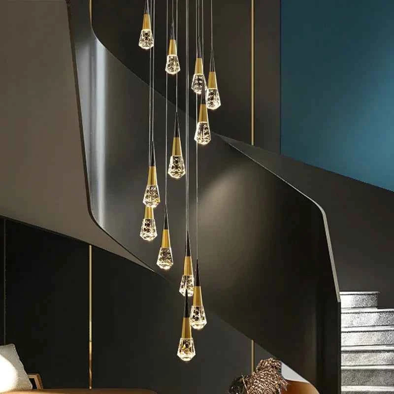 Luxury Spiral Crystal Chandelier - Modern LED Staircase Lighting