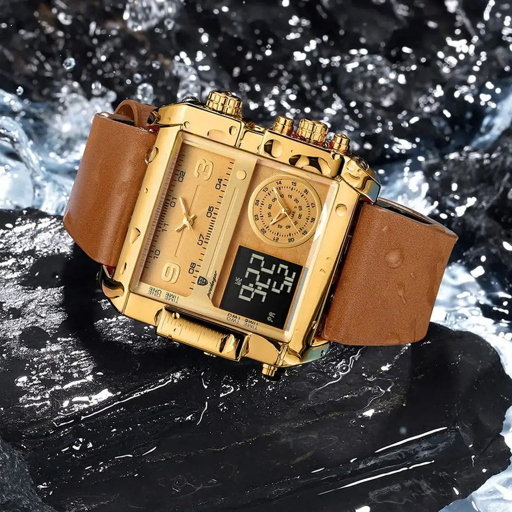 Elegant Men's Rectangular Quartz Watch - Waterproof & Luminous