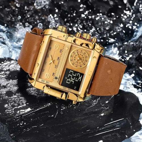 Elegant Men's Rectangular Quartz Watch - Waterproof & Luminous