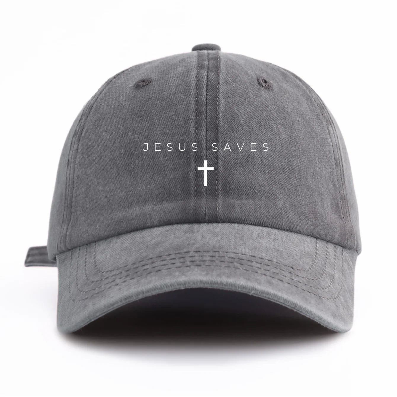 1pc JESUS SAVES Print Washed Baseball Cap for Adults,Minimalist Retro Style Casual Soft Adjustable Dad Hat, Perfect As Gift - Tulique
