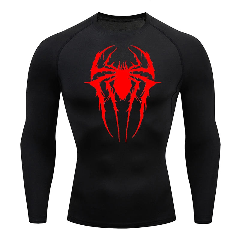Premium Men's Spider Graphic Compression Shirt - Quick Dry Rash Guard
