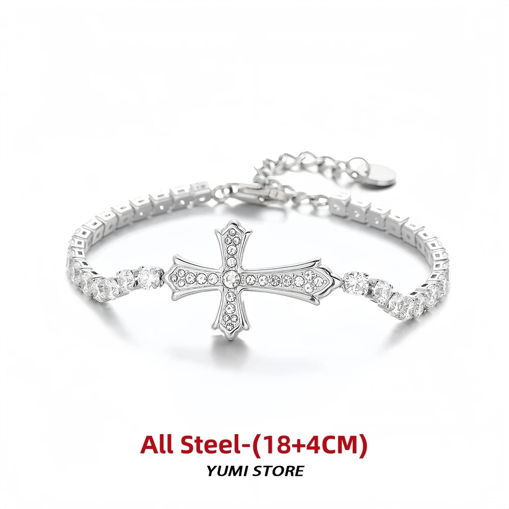Premium Titanium Steel Cross Bracelet - Non-Fading & Adjustable