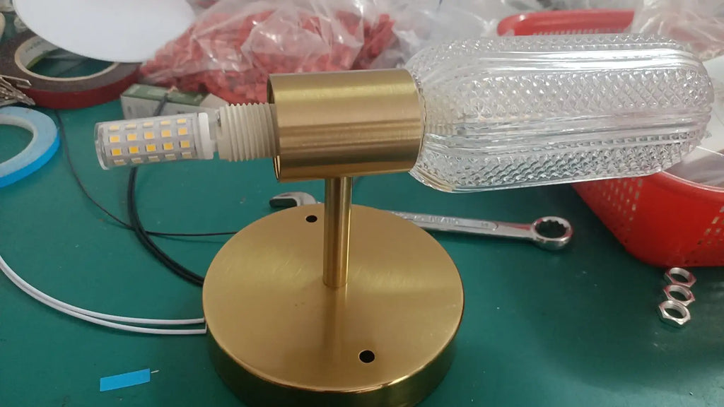Luxury Gold Glass Wall Sconce - Elegant LED 12W Lighting