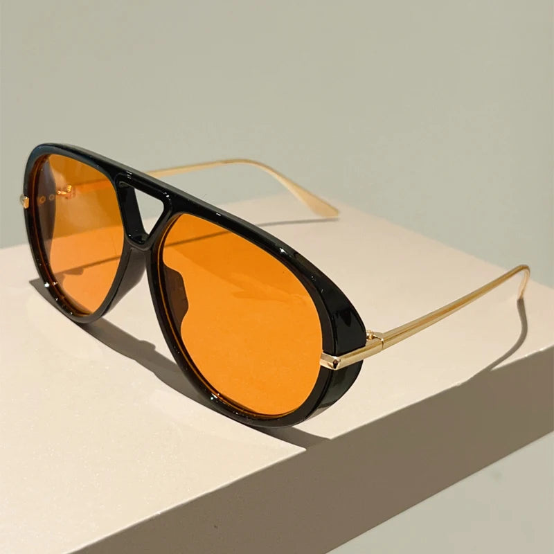 Luxury Oversized Pilot Sunglasses - Vintage Double Bridge Shades
