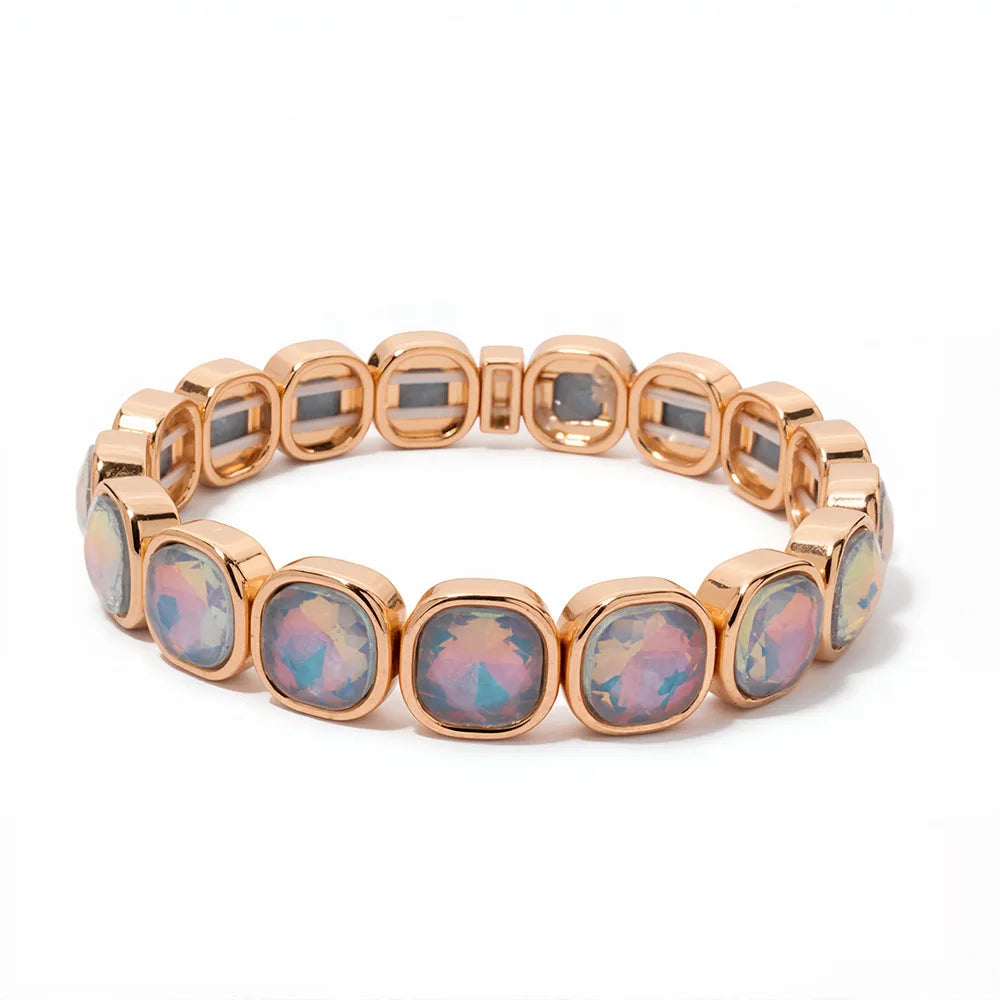 Elegant Enamel Charm Bracelet - High-End Square Alloy Bead Design