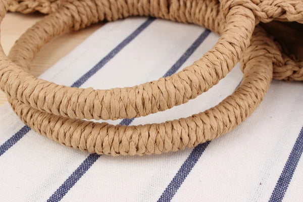 Elegant Women's Straw Tote - Handmade Beach Weaver