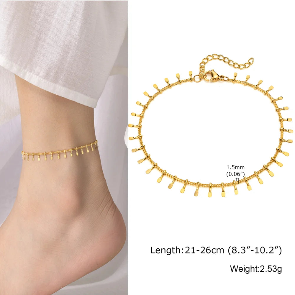 Exquisite Gold Plated Heart Anklet - Stainless Steel Foot Jewelry