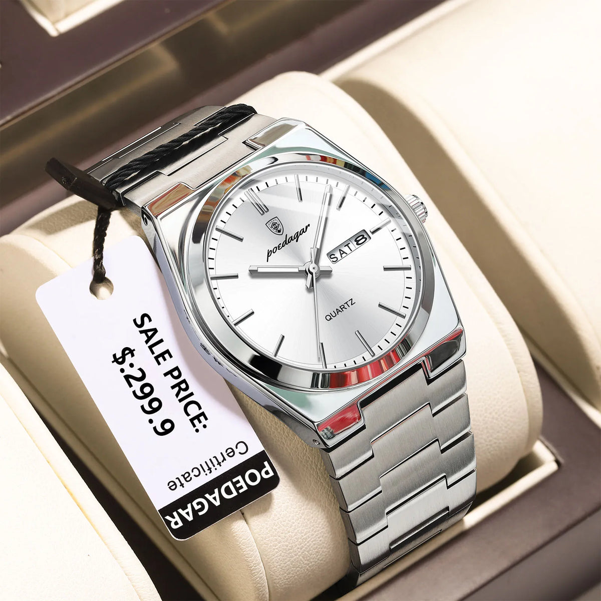 Luxury Men's Quartz Watch - Waterproof Stainless Steel Wristwatch