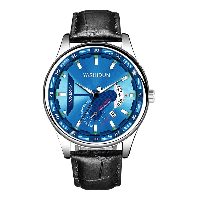 Premium Men's Luminous Quartz Watch - Waterproof Leather