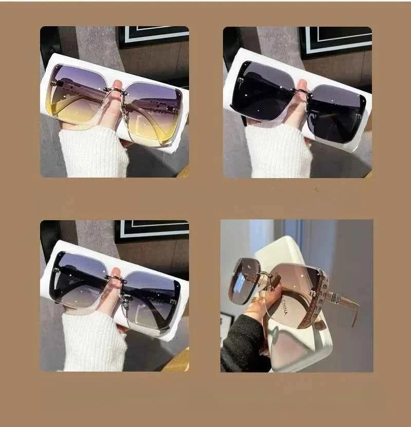 Luxury Oversized Square Sunglasses - Vintage Women's Shades