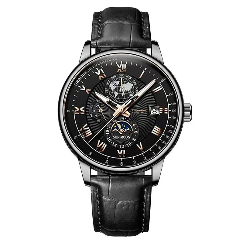 Elegant Men's Quartz Leather Watch - Versatile Business Style