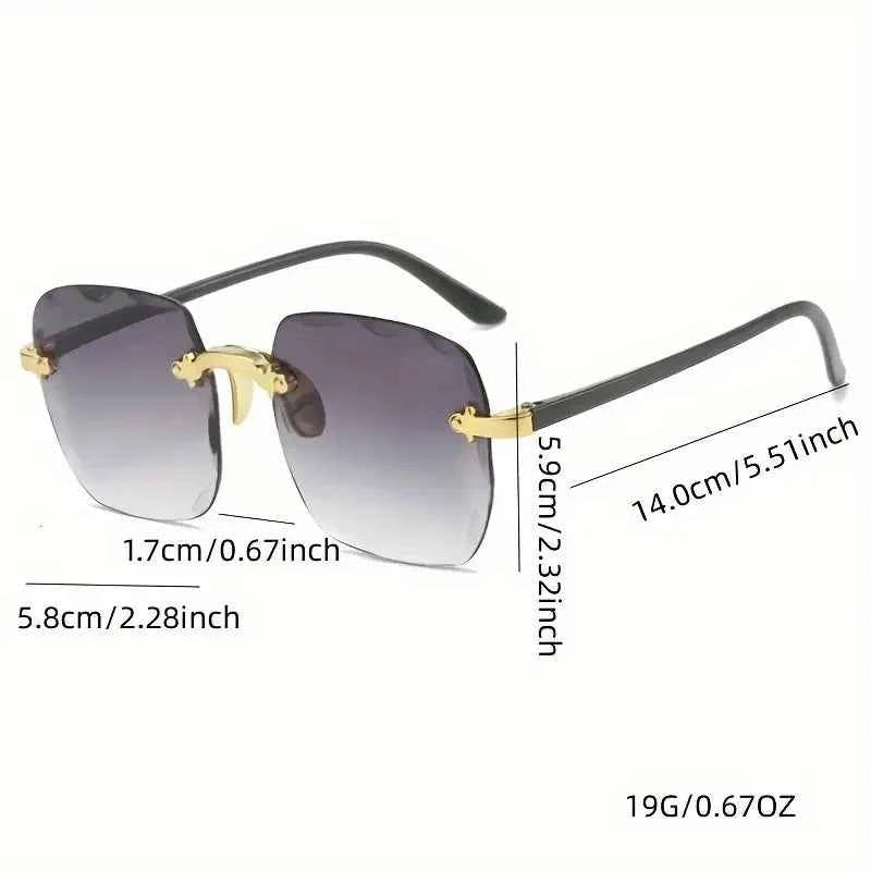 Luxury Square Rimless Sunglasses - UV400 Designer Summer Shades