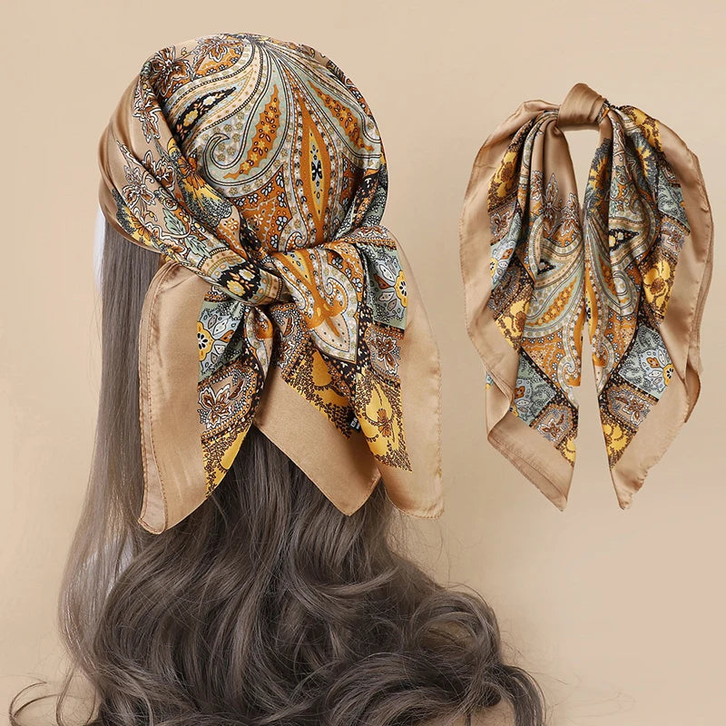 Luxury Square Silk Scarf - Satin Hair Bandana & Neckerchief