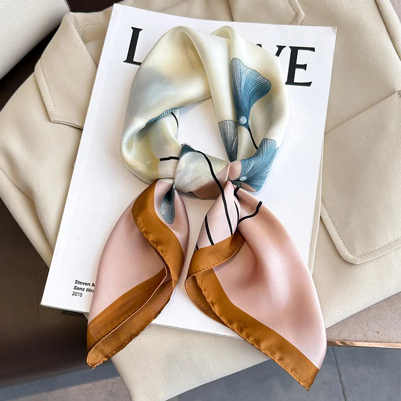 Luxury Silk Scarf - 70x70cm Square Shawl & Headband