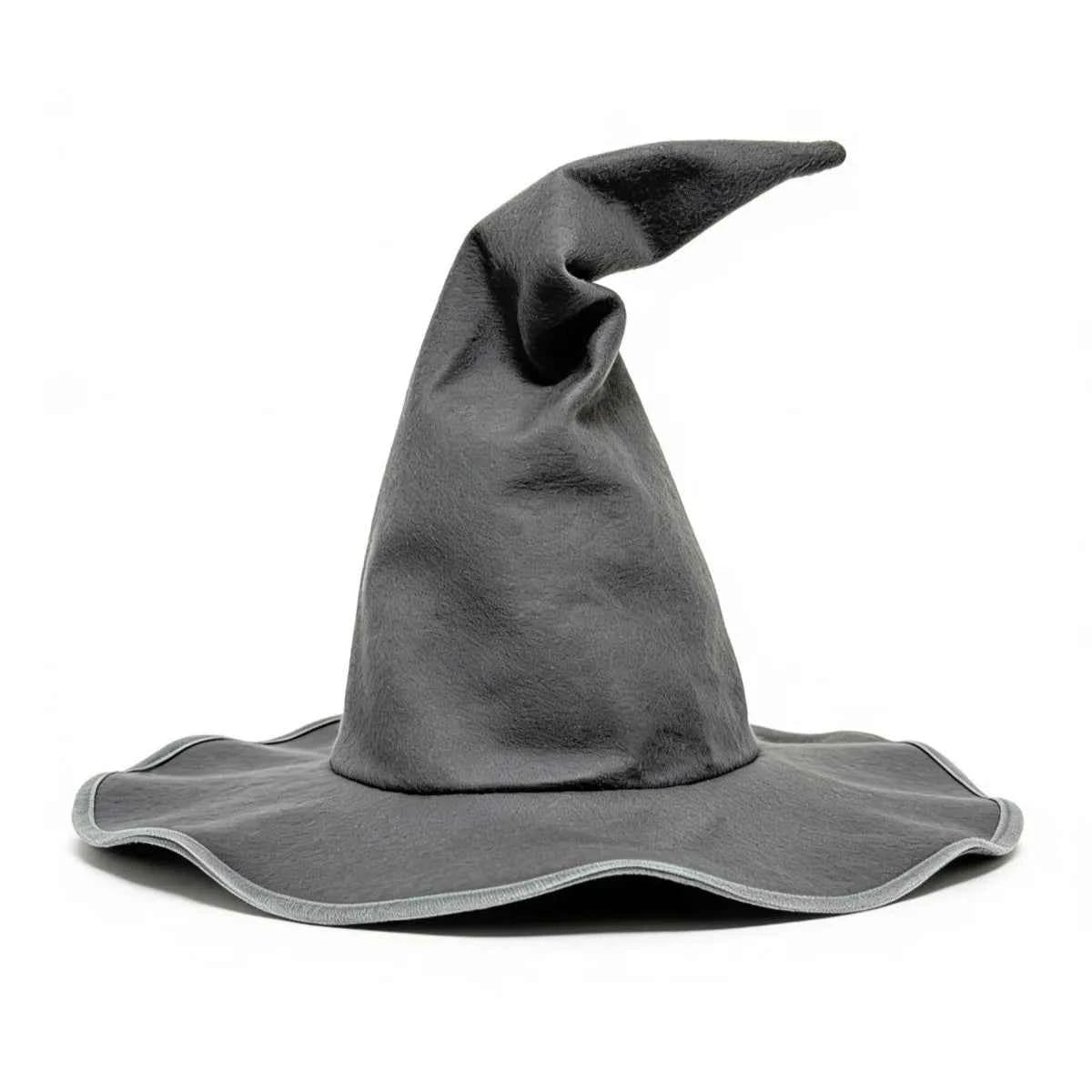 Premium Grey Wizard Hat - Pointed Retro Twisted Pleated Hat