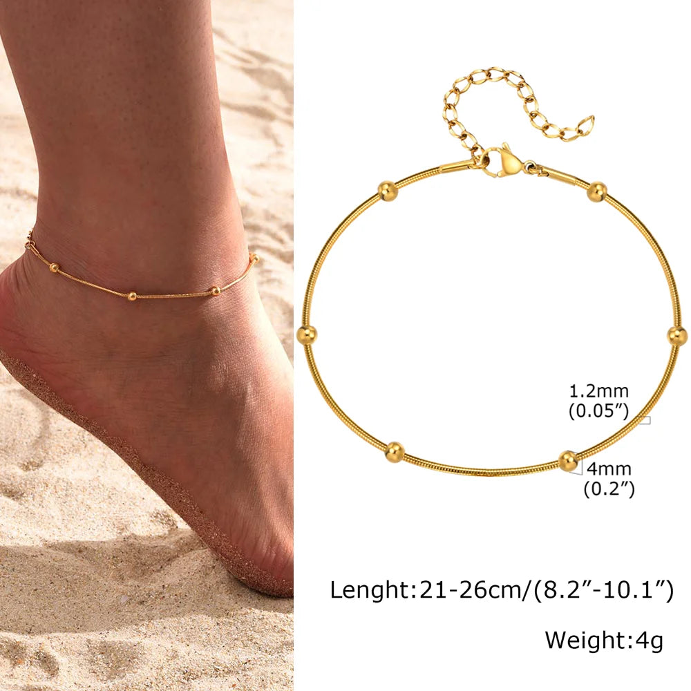 Exquisite Gold Plated Heart Anklet - Stainless Steel Foot Jewelry