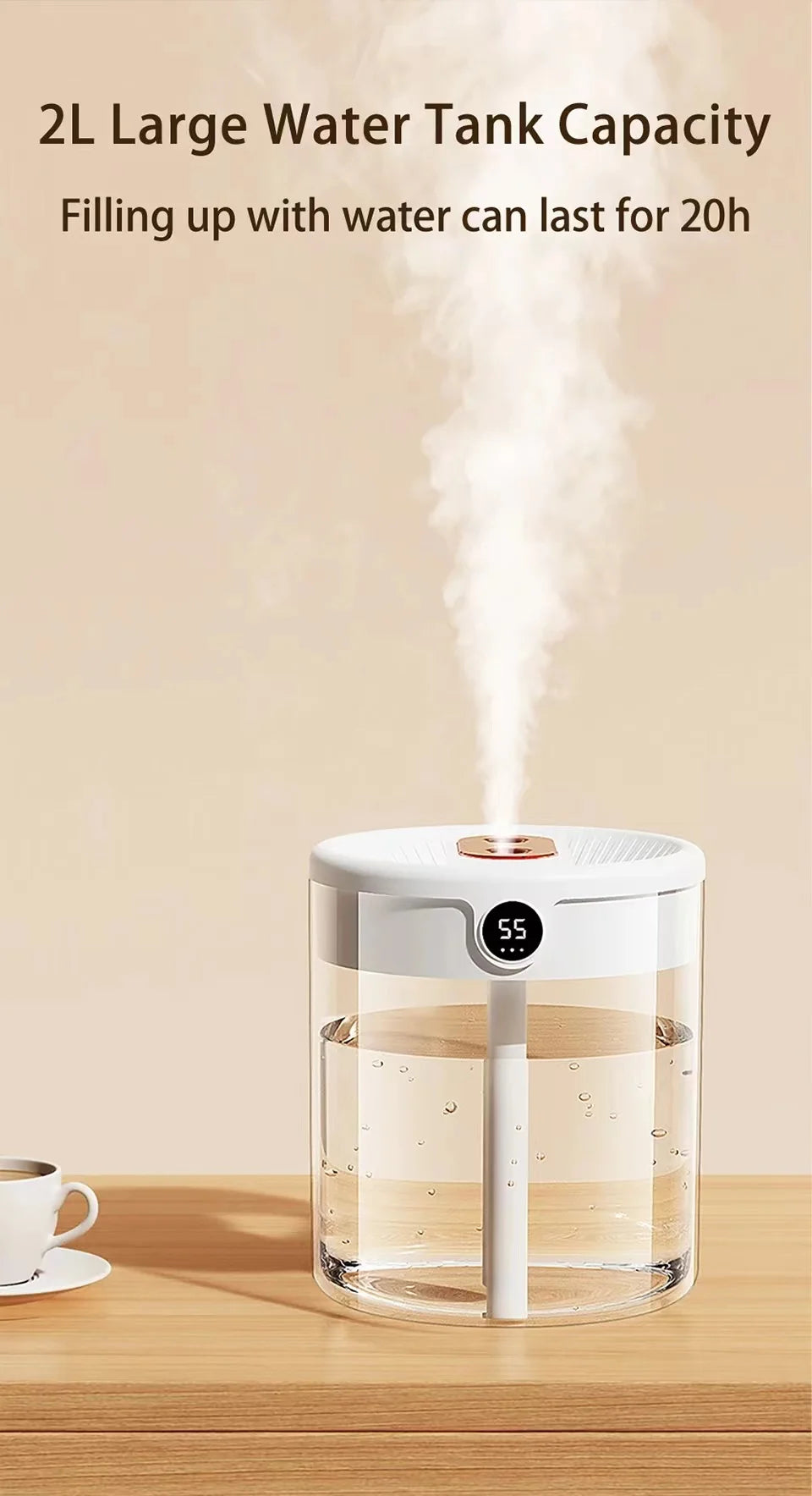 Elegant Bedroom Humidifier - Quiet USB Misting
