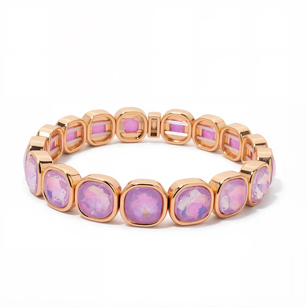 Elegant Enamel Charm Bracelet - High-End Square Alloy Bead Design
