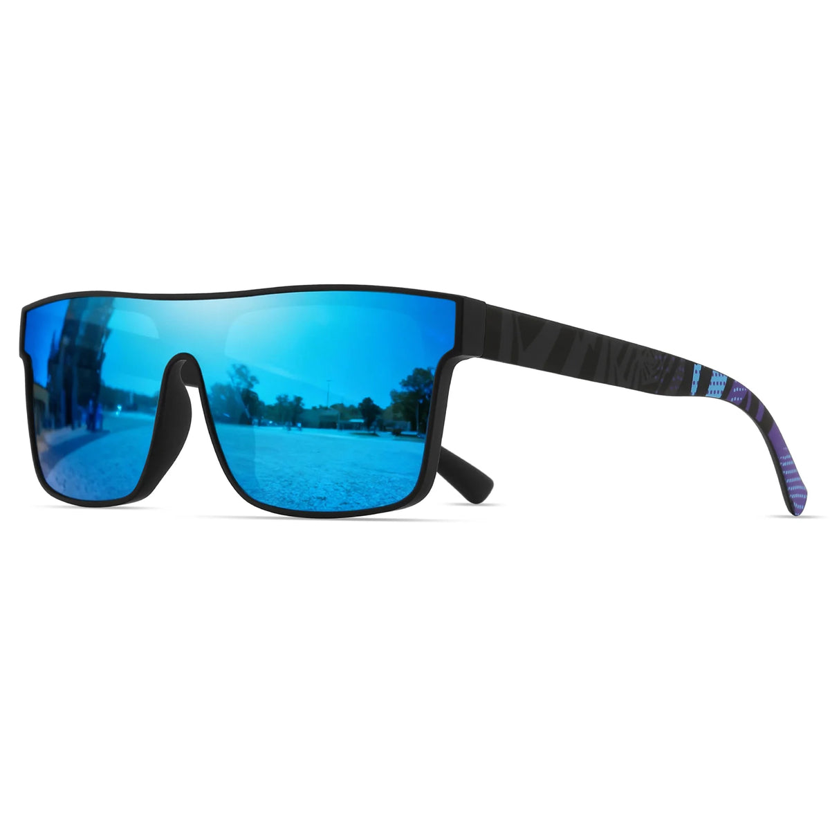 Classic Square Sports Sunglasses - Patterned Temples & UV Protection