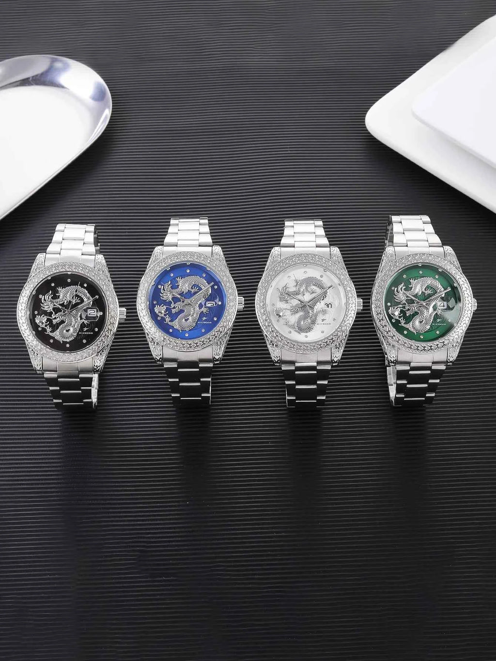 Men's classic quartz watch with business style, round dial, and stainless steel strap