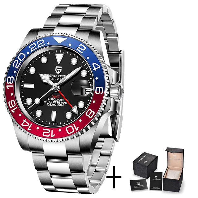 Luxury Automatic GMT Watch - 40mm Sapphire & Steel