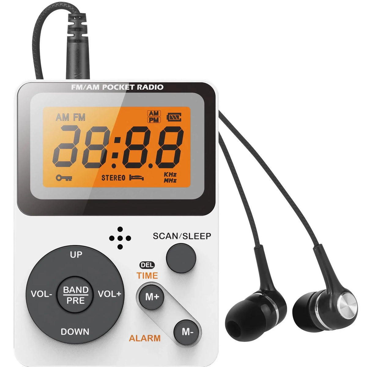 Compact Portable Pocket Radio - AM/FM Stereo & LCD Screen