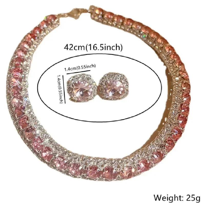 Elegant Crystal Jewelry Set - Luxury Necklace & Earrings for Women