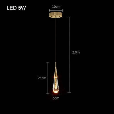 Modern Crystal Pendant Lamp - Elegant Bedside Hanging Lighting