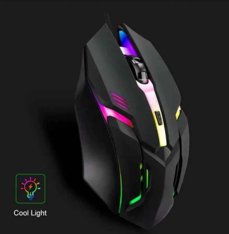 Ergonomic gaming mouse - black wired USB RGB backlit with 4 buttons