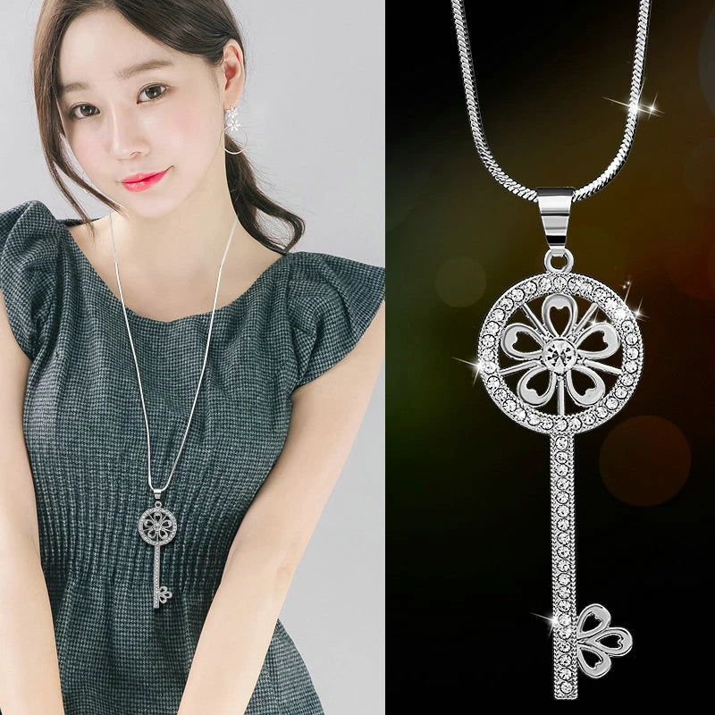 Luxury Waterdrop Crystal Necklace - Elegant Long Chain Pendant