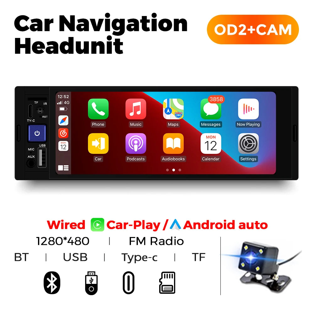 Universal Wireless CarPlay Stereo - 6.86 Inch HD Touch Screen