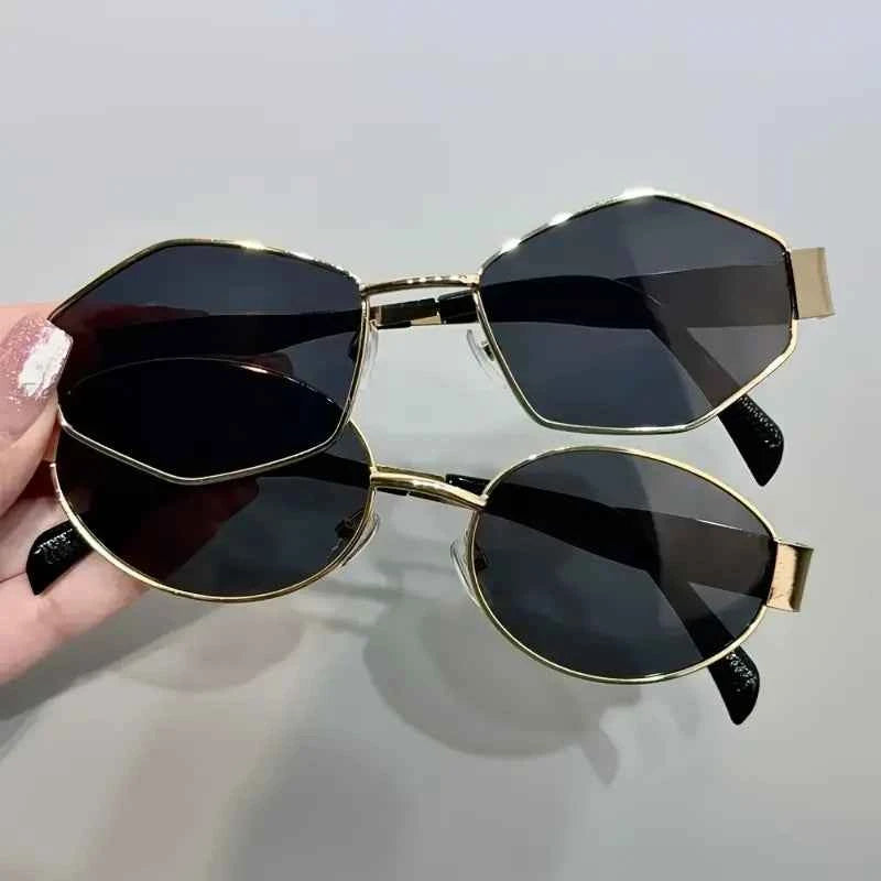 Trendy Rhombus Oval Fashion Glasses Set - 2pcs UV400