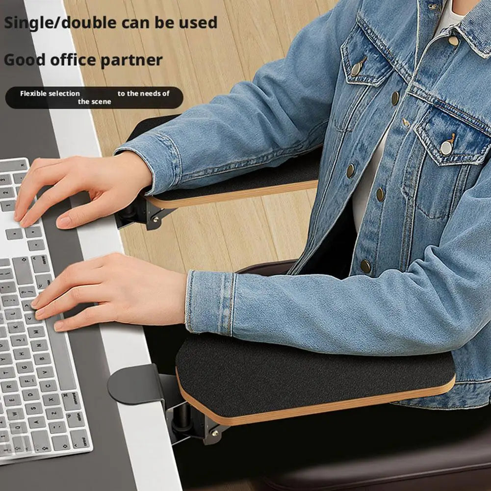 Premium Desk Arm Rest Pad - 90° Adjustable Wooden Support