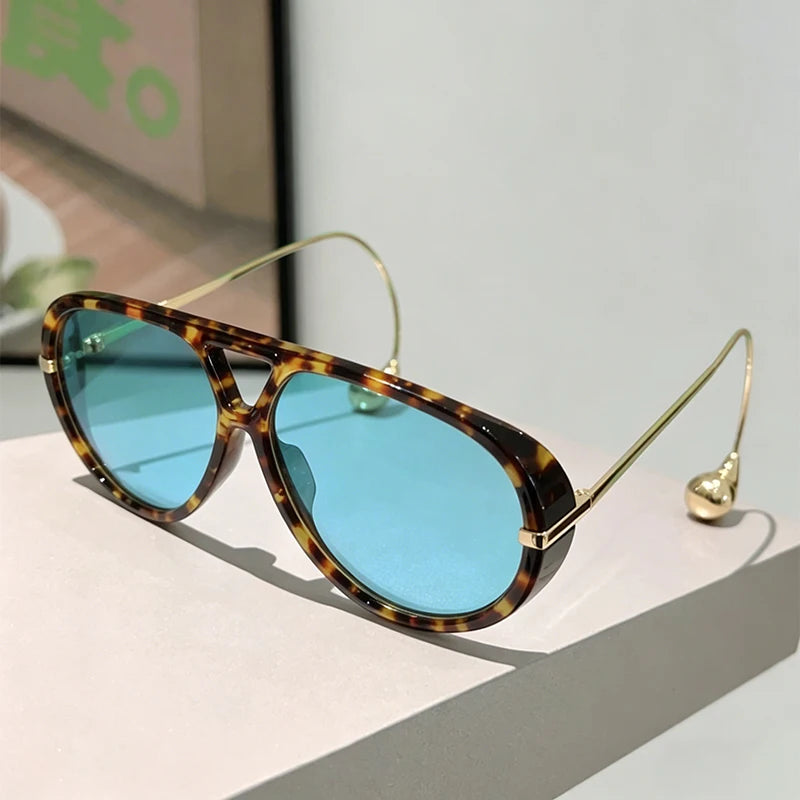 Luxury Oversized Pilot Sunglasses - Gradient Designer Shades