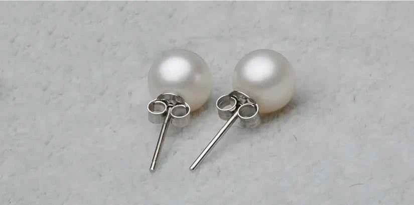 Elegant Pearl Stud Earrings - 925 Sterling Silver Luxury