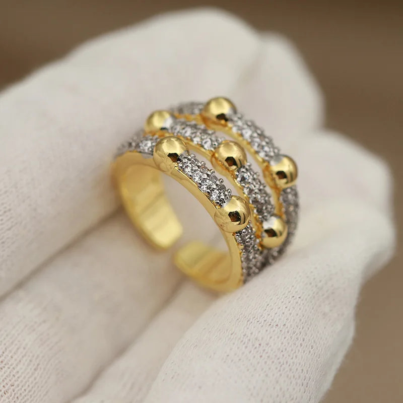 Luxury Crystal Waterdrop Open Ring - Adjustable Zirconia Jewelry