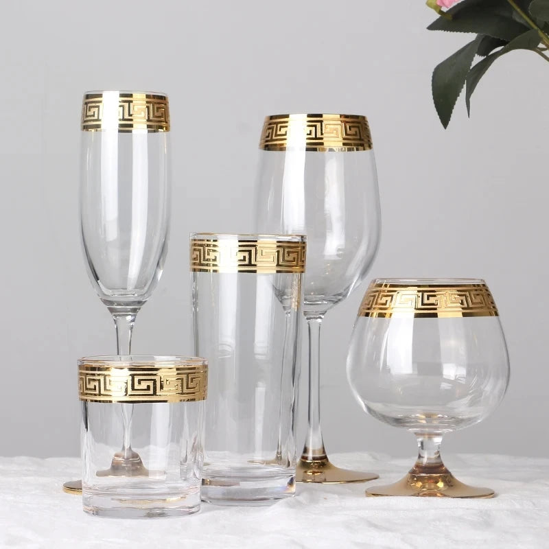 Premium Gold Rim Wine Glass - Elegant Crystal Stemware