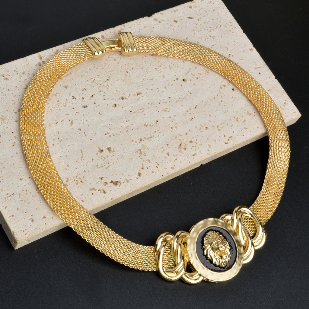 Premium Dubai Gold Plated Jewelry Set - Lion Design