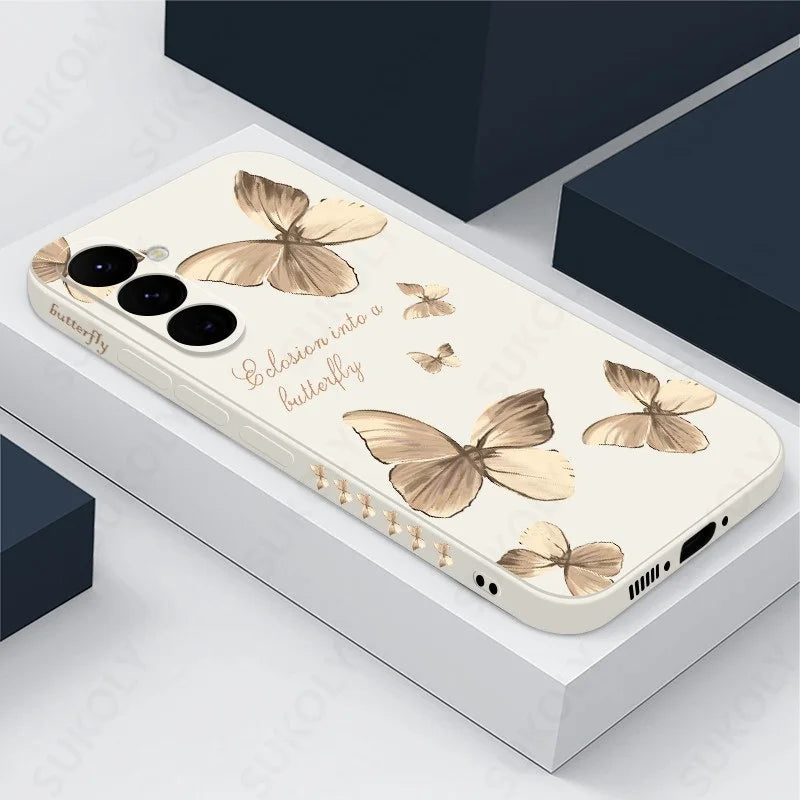 Elegant Butterfly Phone Case with Hand Lanyard - Soft Silicone