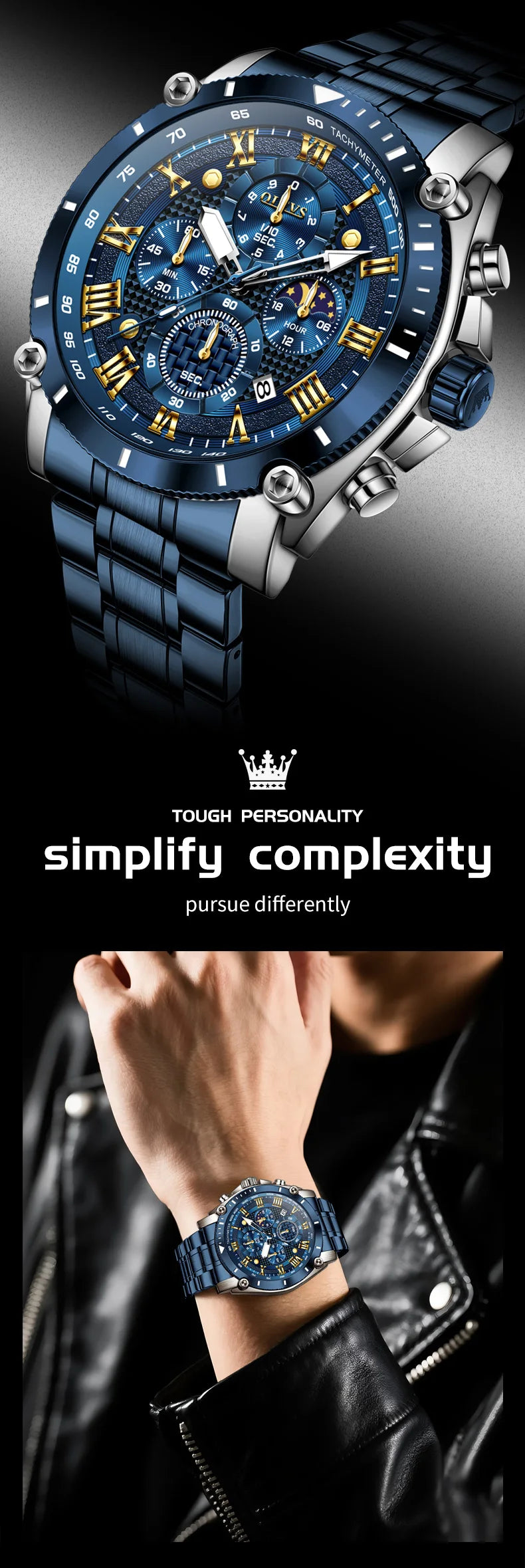 OLEVS Watches Man 3689 Multifunctional Sports Quartz Watch 30m Waterproof Luminous Date Mens Watch Original Business Brand - Tulique