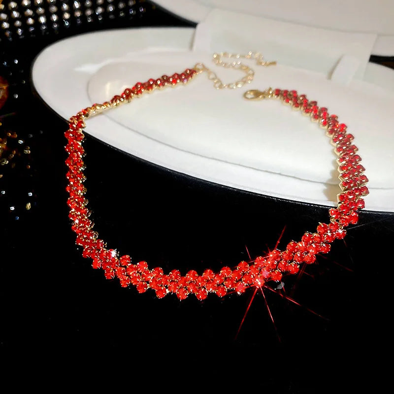 Luxury Shiny Full Rhinestone Choker Necklace - Geometric Crystal Jewelry