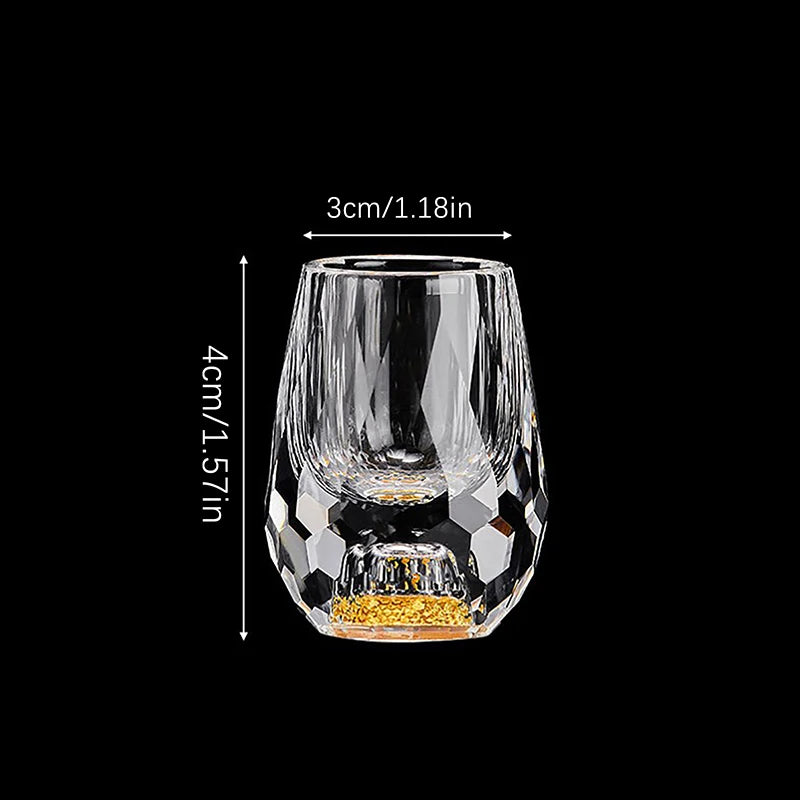 Elegant Crystal Vodka Glass - Double Bottom Gold Foil