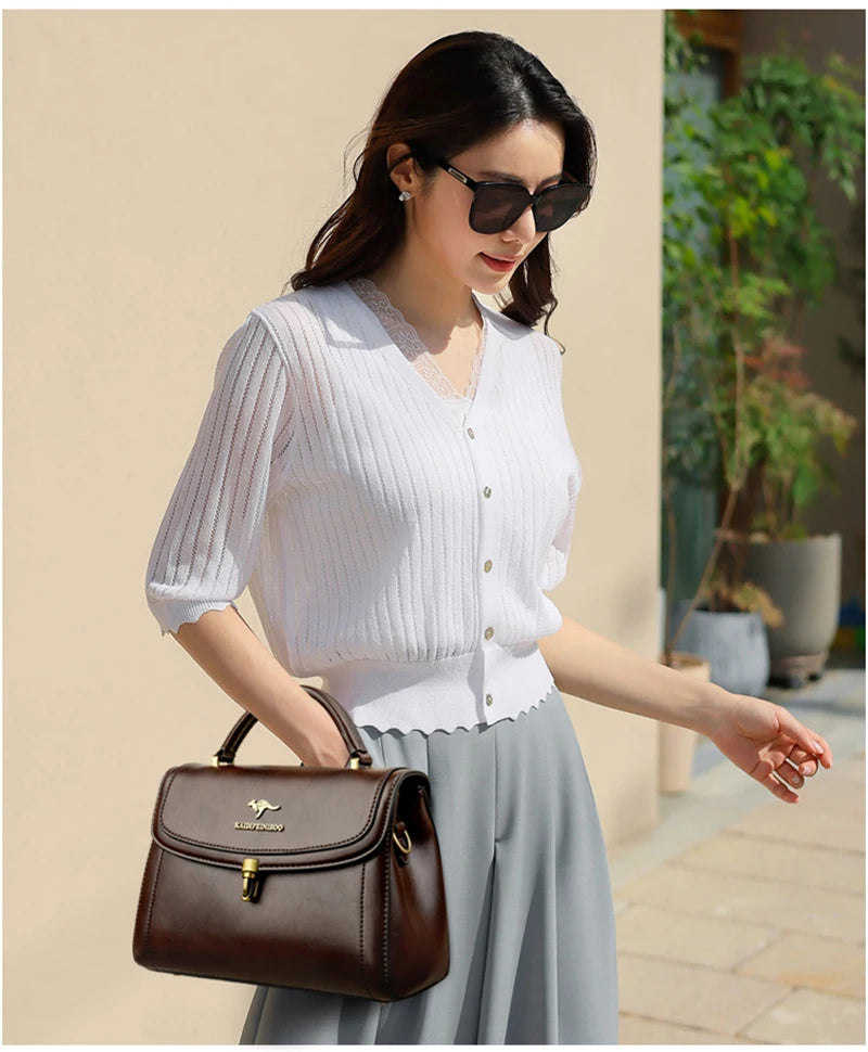 Elegant Leather Shoulder Crossbody Bag - Luxury Designer Style