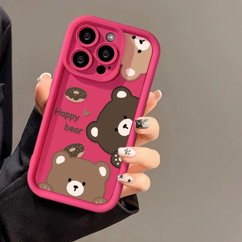Premium Cute Bear iPhone Case - Shockproof Silicone Protection