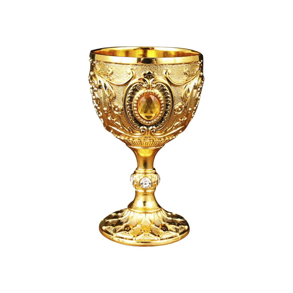 Retro metal wine cup - embossed style luxurious whiskey and red wine glass in bronze