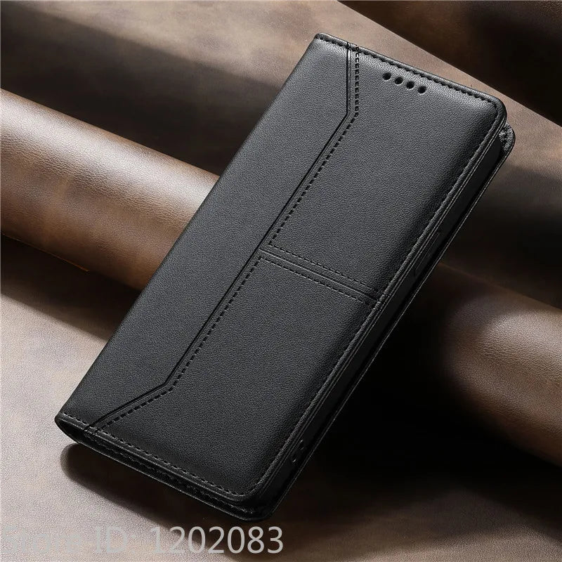 Luxury Magnetic Leather iPhone Case - Wallet Flip Cover