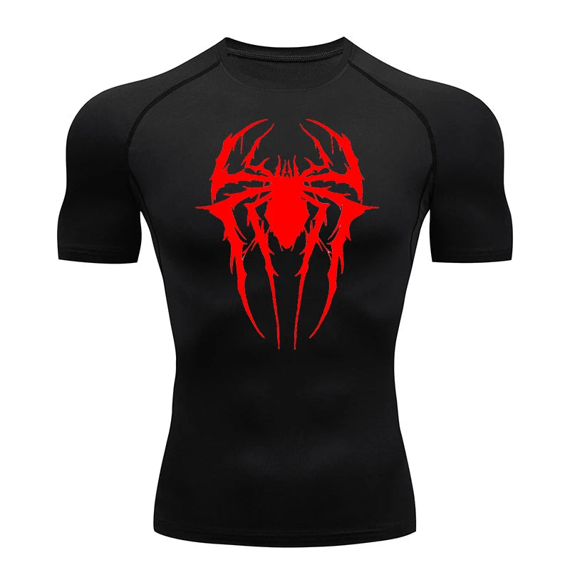 Premium Men's Spider Graphic Compression Shirt - Quick Dry Rash Guard